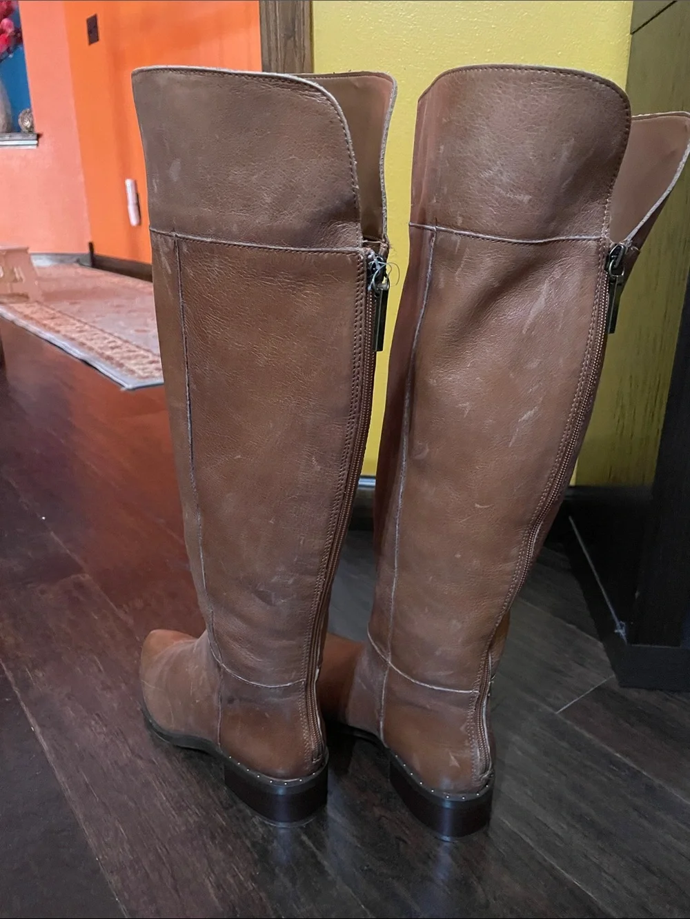 Franco Sarto Brown Over-the-Knee Wide Calf Leather Boots